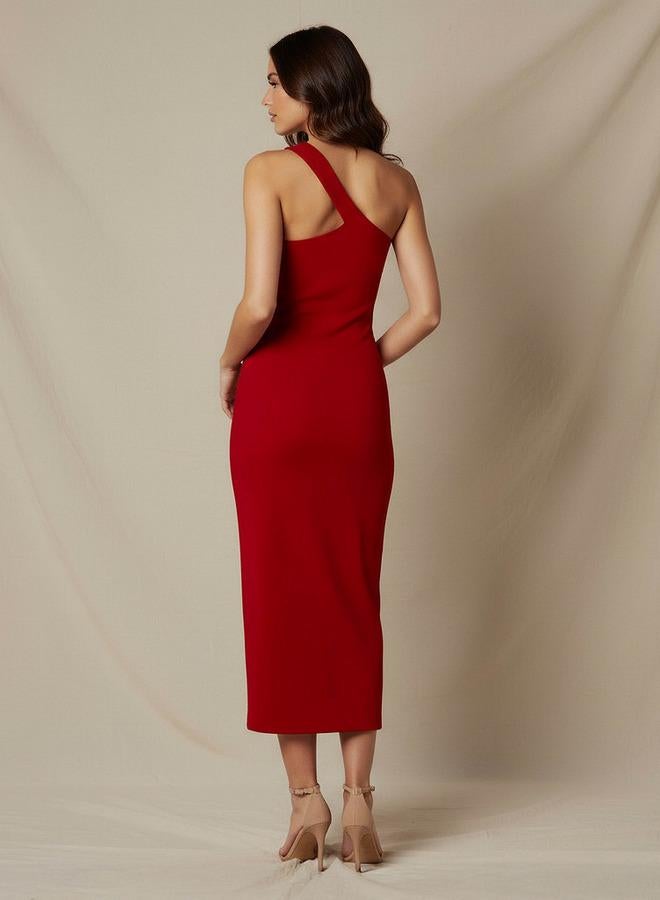 تواكستريمز فستان ضيق بكتف واحد متوسط الطول بتفاصيل برشام - Image 3